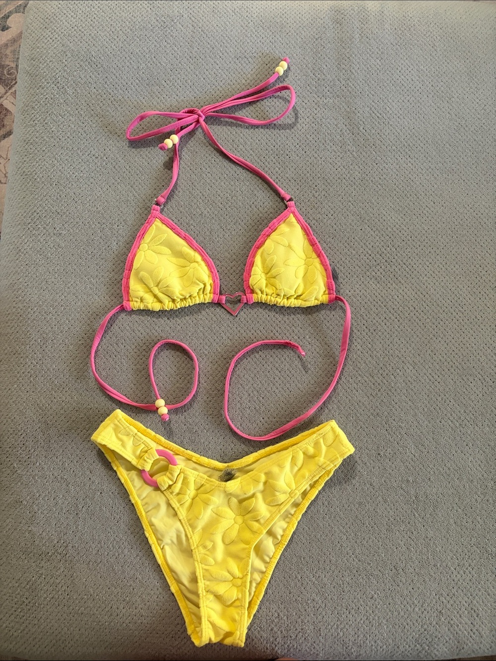 The Salty Mermaid Ditsy Daisy Bikini - top and bottom small yellow triangle